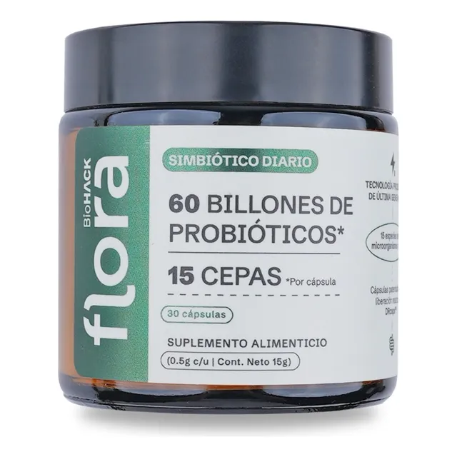 Probióticos 60 Billones Ufc 15 Cepas | 30 Cápsulas | Flora01 Sabor Sin sabor
