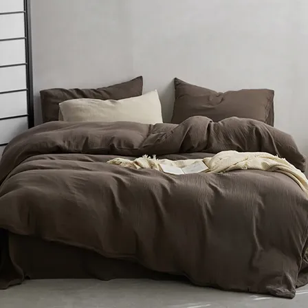Jogo De Cama Queen 4 Peças 400 Fios De Luxo 100% Algodão Castanho Chocolate 100% Algodão
