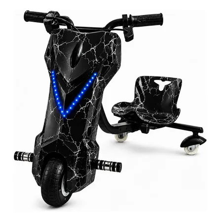 Patinete Drift Elétrico Triciclo Infantil Bluetooth 36v Led Preto
