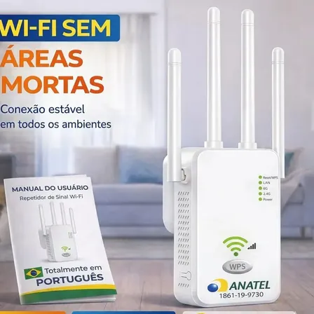 Repetidor Sinal Wi-Fi Titanis 4 Antenas 300Mbps 2.4GHz Branco