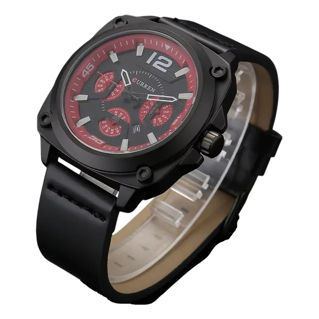 Reloj Curren 8260 Hombre Correa De Cuero Fecha Cronógrafo