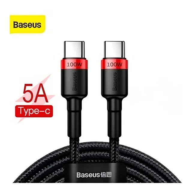 Cable Reforzado Baseus Carga Rápida Uso Rudo Usb C 100w 2 Metros para Samsung Huawei, Xiaomi ,Iphone 15, Macbook Pro, Poco
