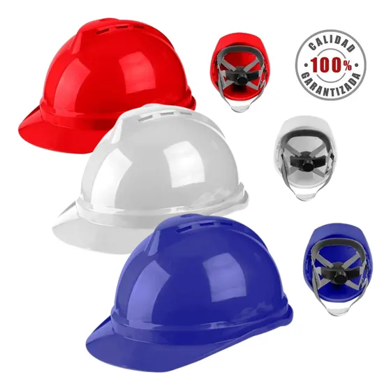 Casco De Seguridad Ajustable En Colores Rojo Azul Blanco