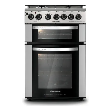 Cocina Gas Hibrida 4 Platos Sindelen Doble Horno Ch-660dhin Plateado
