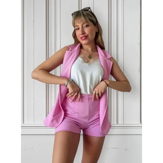 Short Pinzado Sastrero Mas Chaleco Conjunto Colores Modernos