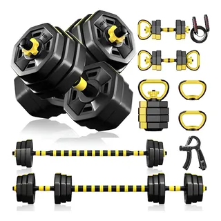 Mancuerna Pesas Barra Ajustable 5 En 1 Fitness Ejercicio Gym Negro