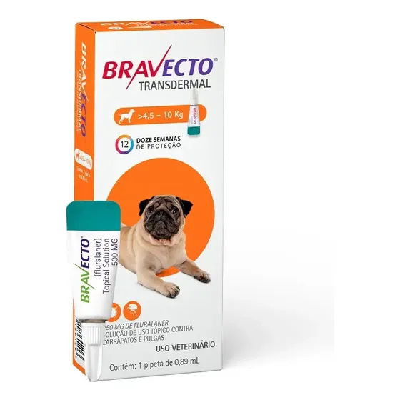 Bravecto Cães Transdermal 4,5-10kg 250mg 1 Pipeta 0,89ml Laranja