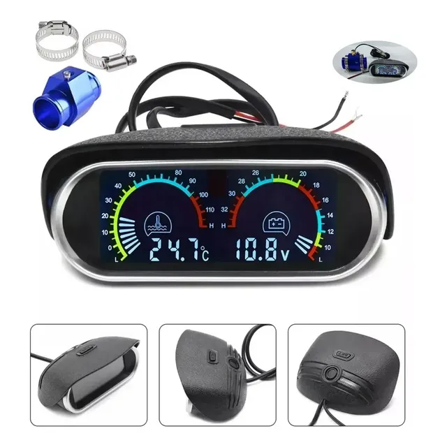 Voltímetro Marcador Temperatura Automotivo Relogio Digital