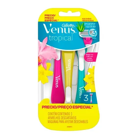 Aparelho De Depilação Tropical 3 Unidades Gillette Venus