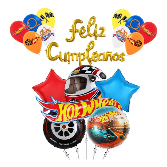 Globos De Cumpleaños De Carreras De Neumáticos De Hot Wheels