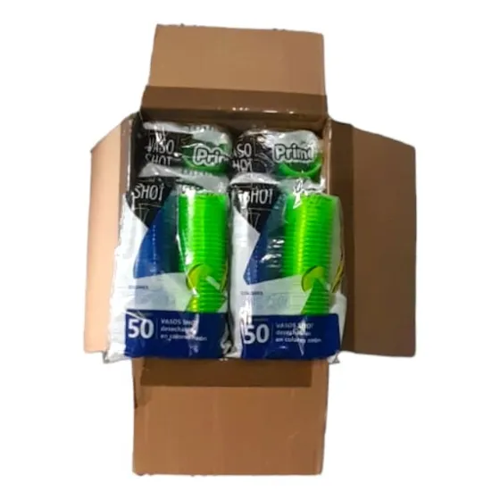 Vaso Shot Neón Tequilero Caballito Desechable 500 Pz/2oz.