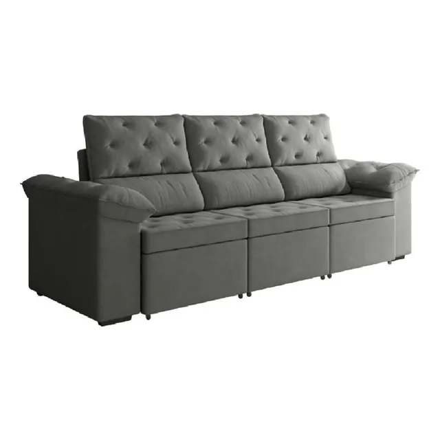 SofĂĄ RetrĂĄtil 3 Lugares 2,10m York Suede Cinza SofĂĄ RetrĂĄtil 3 Lugares 2,10m York Suede Cinza