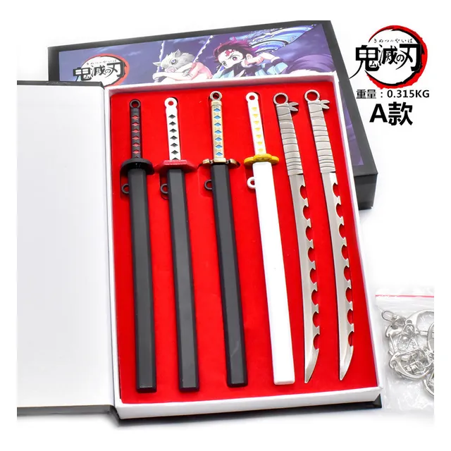 Set De Mini Katana Kimetsu No Yaiba 17cm 6 Pieza Otaku Anime