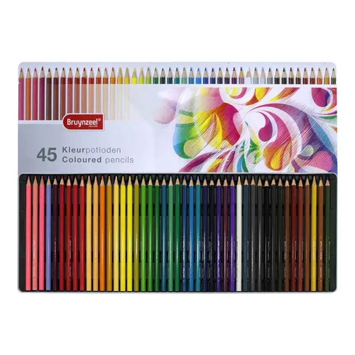Set De 45 Lápices Hexagonales En Caja Metálica Bruynzeel