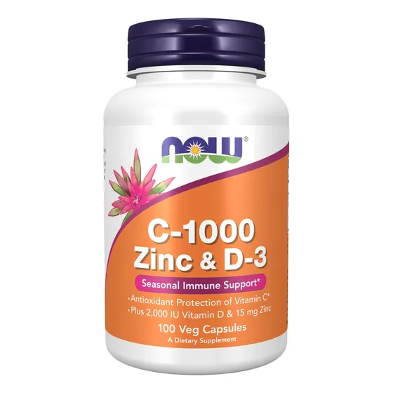 Cápsulas Vegetarianas Supplement Now C-1000 De Zinc Y D-3-10