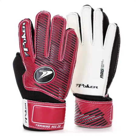 Luva De Goleiro Poker Focus Training Preto Infantil Cor Vermelho Tamanho 7
