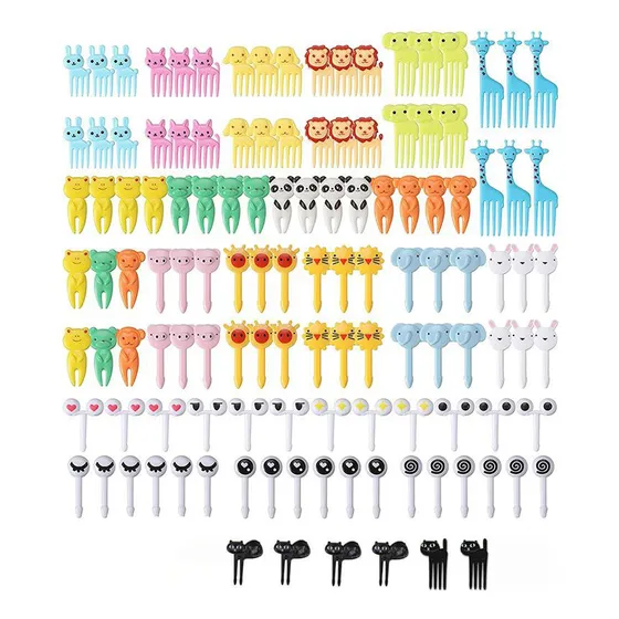 Palillos De Comida Tenedor Para Torta De Animale Niño 126pcs