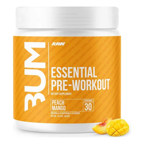 Raw Cbum Essential Pre Workout Pre Entreno 30 Servicios Sabor Peach mango