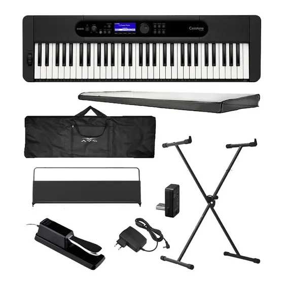 Teclado Casio Cts400 Casiotone 61 Teclas Preto + Kit
