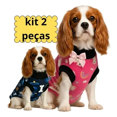 Kit Roupa Pet 2 Ideal Para Cachorro E Gato Roupinha De Frio Fêmea