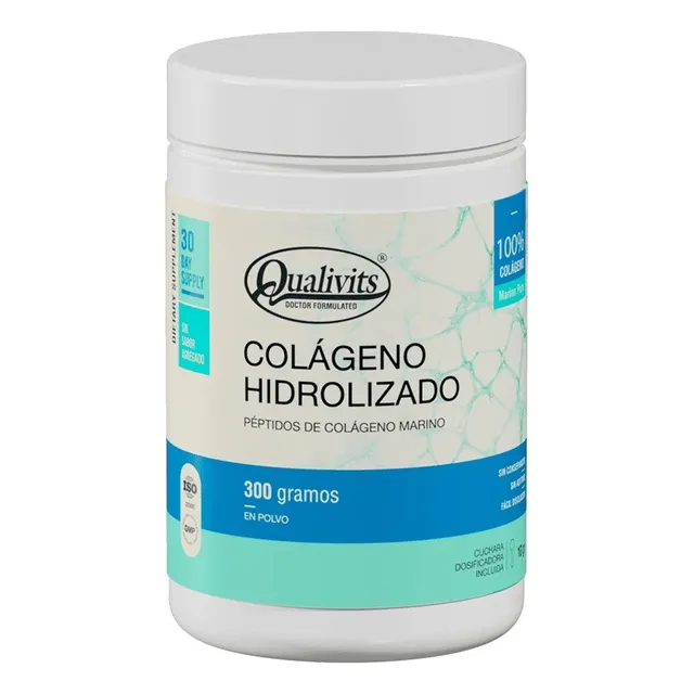 Colágeno Marino Hidrolizado Puro En Polvo 300 Gr Qualivits