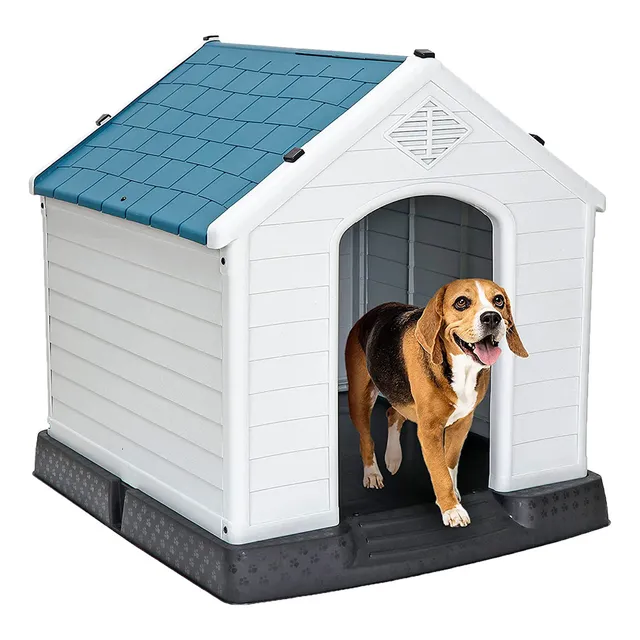 Casa Para Perro Chico Mediano Térmica De Plástico 73cm Color Azul