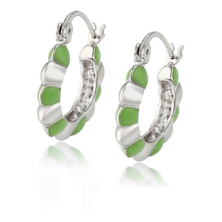 Aretes Oro 14k Blanco Lam Verde Arracada Mujer Calidad Moda Aretes Oro 14k Blanco Lam Verde Arracada Mujer Calidad Moda