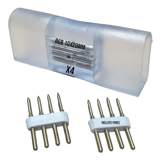 Rgb Conector Tipo Recto Cople Union 4 Pzas Manguera Led Neon