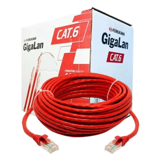 Cabo Rede Cat6 Vermelho Rj45 Crimpado Furukawa 10m