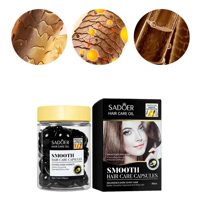 30 Capsulas Tratamiento Para Cabello Vitaminas Sadoer Nutrición Aceite De Ricino Para El Cuidado Del Pelo Extracto De Kemiri