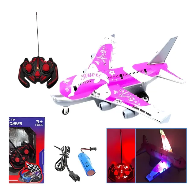 Rosa Avión Teledirigidorc Plane Aero Con Luces De Colorespvc