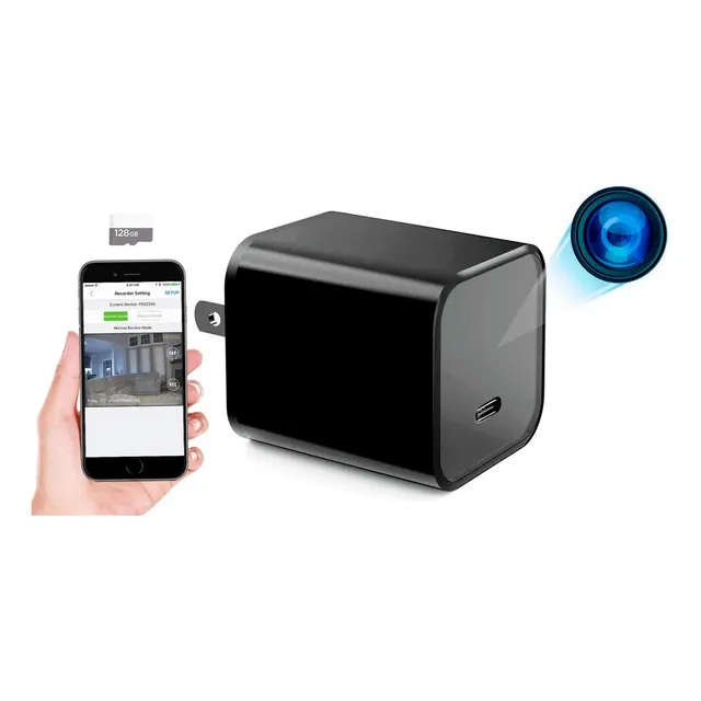 Mini Camara Cargador Wifi Fhd Video Audio + Memoria 128gb