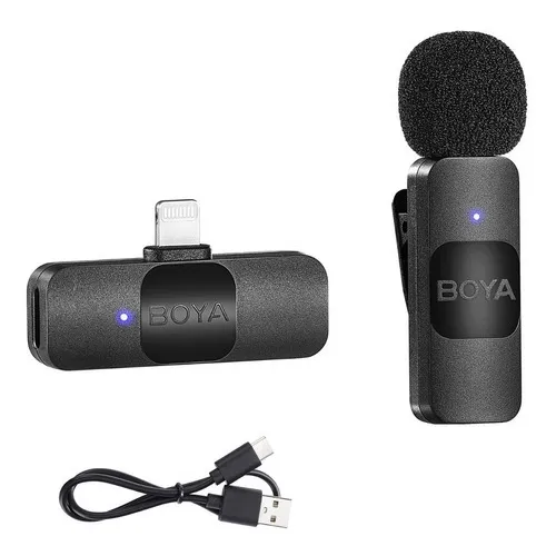Boya BY-V1 Microfono de Solapa Inalambrico para iPhone 14-7 Microfono lavalier Microfono podcast Microfonos Inalambricos Profesionales Color Negro