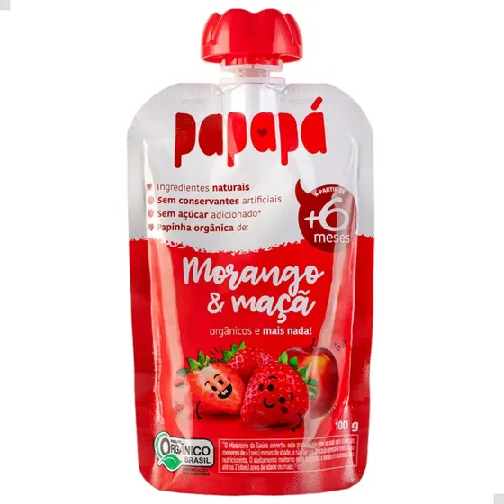 Papinha Orgânica De Morango E Maçã 100g - Papapá