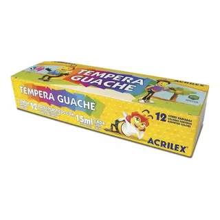Tinta Tempera Guache 15 Ml 12 Cores Escolar Acrilex Tinta Tempera Guache 15 Ml 12 Cores Escolar Acrilex