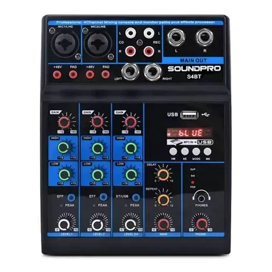 Mesa De Som C 4 Canais Soundpro S4bt C Bt E Mp3 - E Gtia
