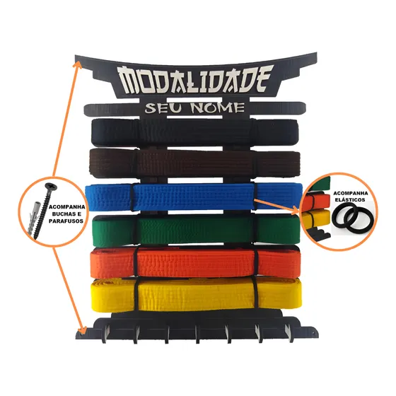 Porta Faixas Medalhas Jiu Jitsu Judô Karatê Taekwondo Kungfu