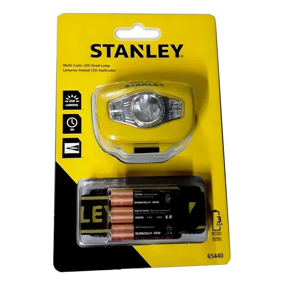 Linterna Frontal Stanley 250 Lumens Minero Multicolor Pilas Color De La Linterna Amarillo Color De La Luz Blanco
