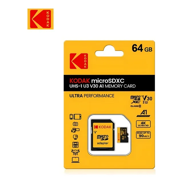 Kodak Micro Sd Xc Alta Velocidad, 64gb, U3, A1 V30 Clase 10