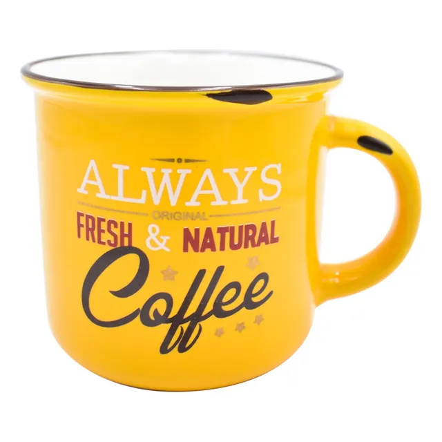 Taza Para Cafe Tipo Peltre De Porcelana Estilo Vintage 365ml Color Amarillo