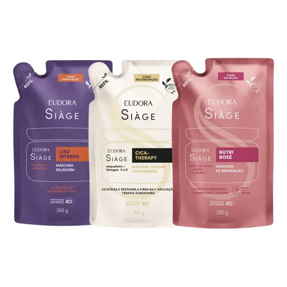 Kit Refil Máscara Cabelos Cica Therapy Liso Intenso Rosé