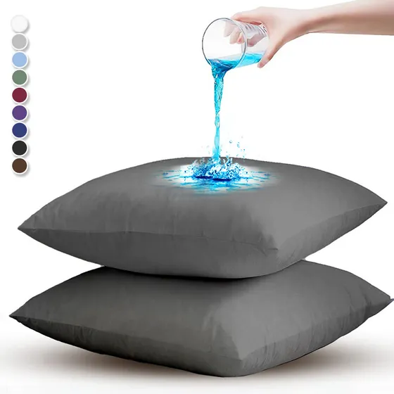 2pcs 50cm*80cm Funda De Almohadas Impermeable Protector Color Gris Lisa