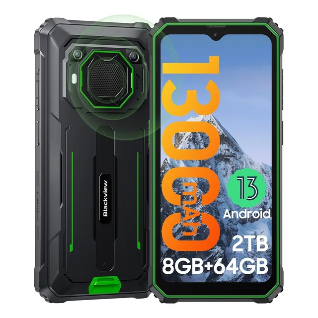 A Rugged Phones Unlocked, 2024 Blackview Bv6200 Waterproof Rugged Smartphone, 13000mah Battery 18w Fast Charge, Android 13, 4gb+64gb/2tb Expand