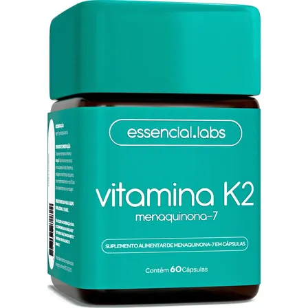 Vitamina K2 Mk7 Menaquinona-7 100% Pura - Fórmula Exclusiva Com Máxima Absorção E Pureza - 60 Cápsulas Sem Sabor