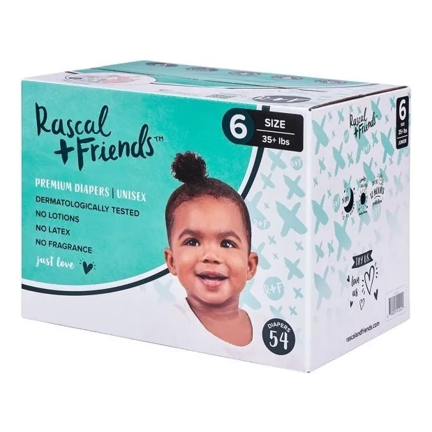 Pañales Rascal + Friends Premium, Tamaño 6, 54 Unidades Talla 6