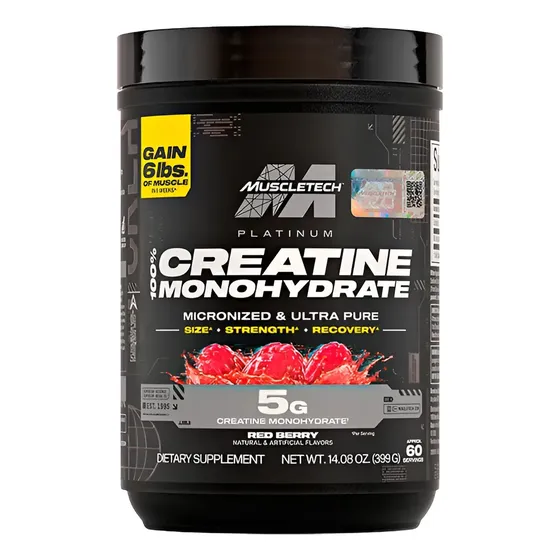 Creatina Platinum Monohidratada Con Sabor 400 Gr Muscletech Red Berry