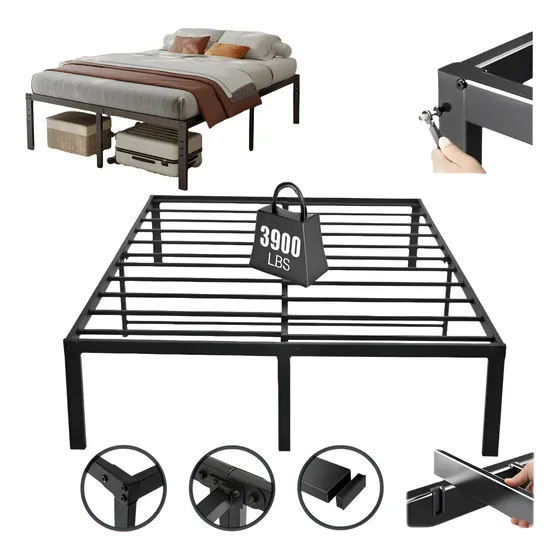 Base De Metal Cama Soporte Recamara Matrimonial Plataforma