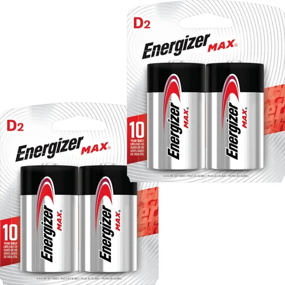 4- Pilha D2 Energizer Max Alcalina Premium Grande 1.5v