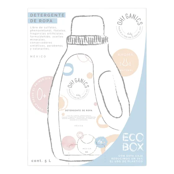 Detergente Telas Ecobox De Ohganics 5 Litros Natural Bebes