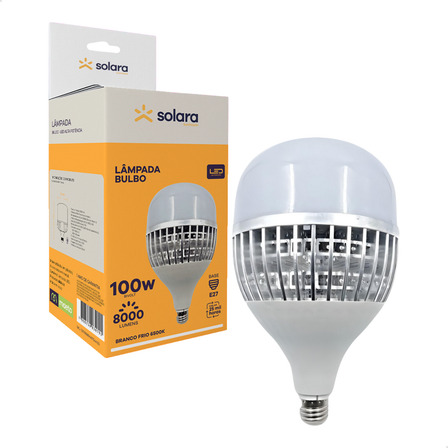 Lâmpada Led Bulbo 100w E27 8000lm 6500k Alta Potência Cor Da Luz Branco-frio Solara Lâmpada Led Bulbo 100w E27 8000lm 6500k Alta Potência Cor Da Luz Branco-frio Solara